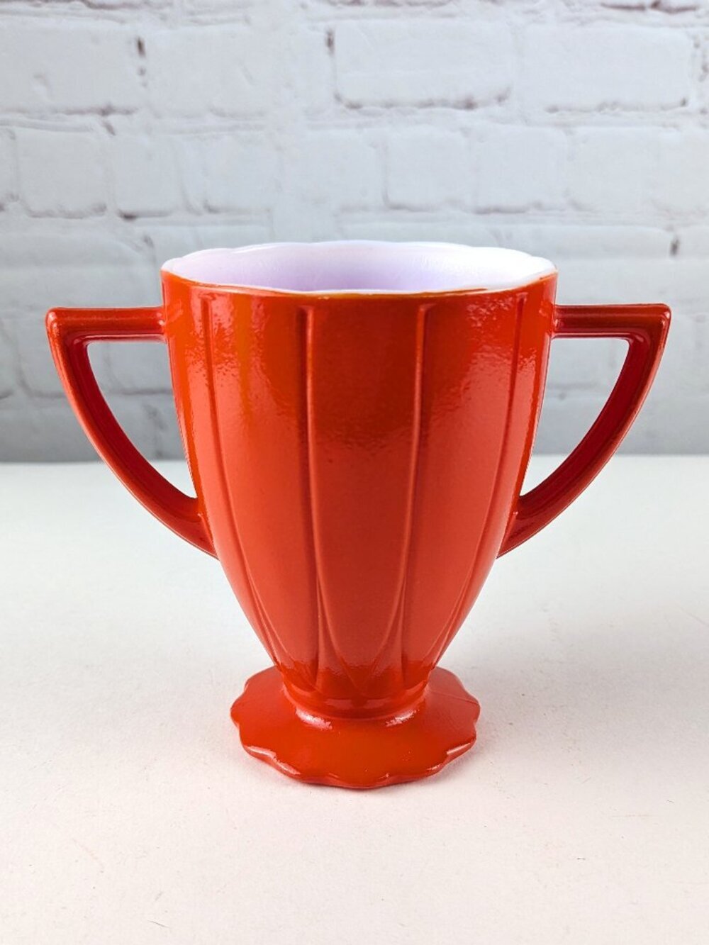 Vintage 40s/50s Hazel Atlas Sugar Bowl Orange Milk Glass